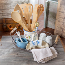 Load image into Gallery viewer, Farmhouse Kitchen Roundup- countertop metal basket w/kitchen tools
