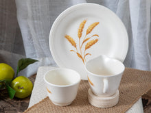 Load image into Gallery viewer, Golden Wheat- Homer Laughlin creamer, sugar bowl and plate