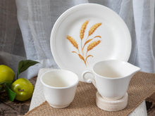 Load image into Gallery viewer, Golden Wheat- Homer Laughlin creamer, sugar bowl and plate