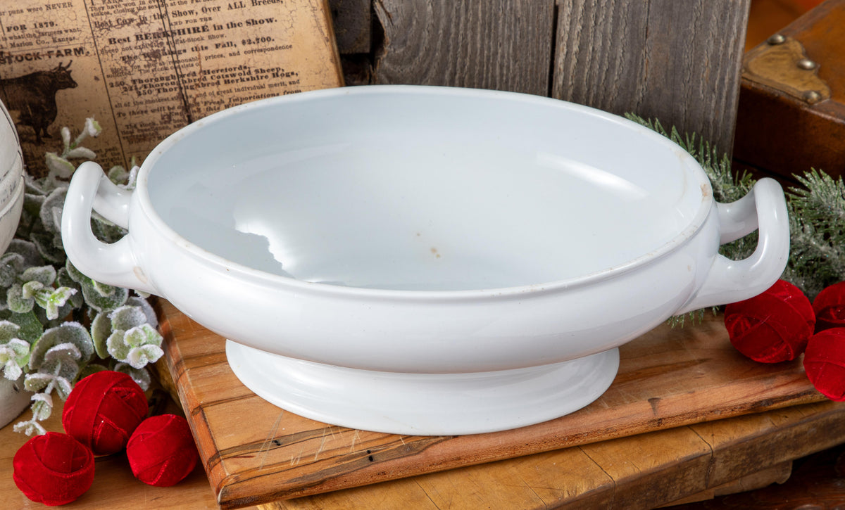 Snow Globe ironstone tureen w/festive filler Frog Hollow vintage decor