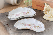 Load image into Gallery viewer, Crescent "Bone" Dishes- pink flowers