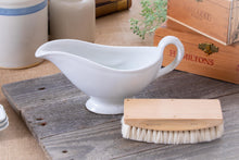 Load image into Gallery viewer, Playa Del Mar- QMC ironstone gravy boat w/vintage postcard and shoe brush