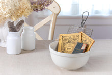 Load image into Gallery viewer, The Old Farmer's Almanac- ironstone mixing bowl paired with 1901 Farmer's Almanac
