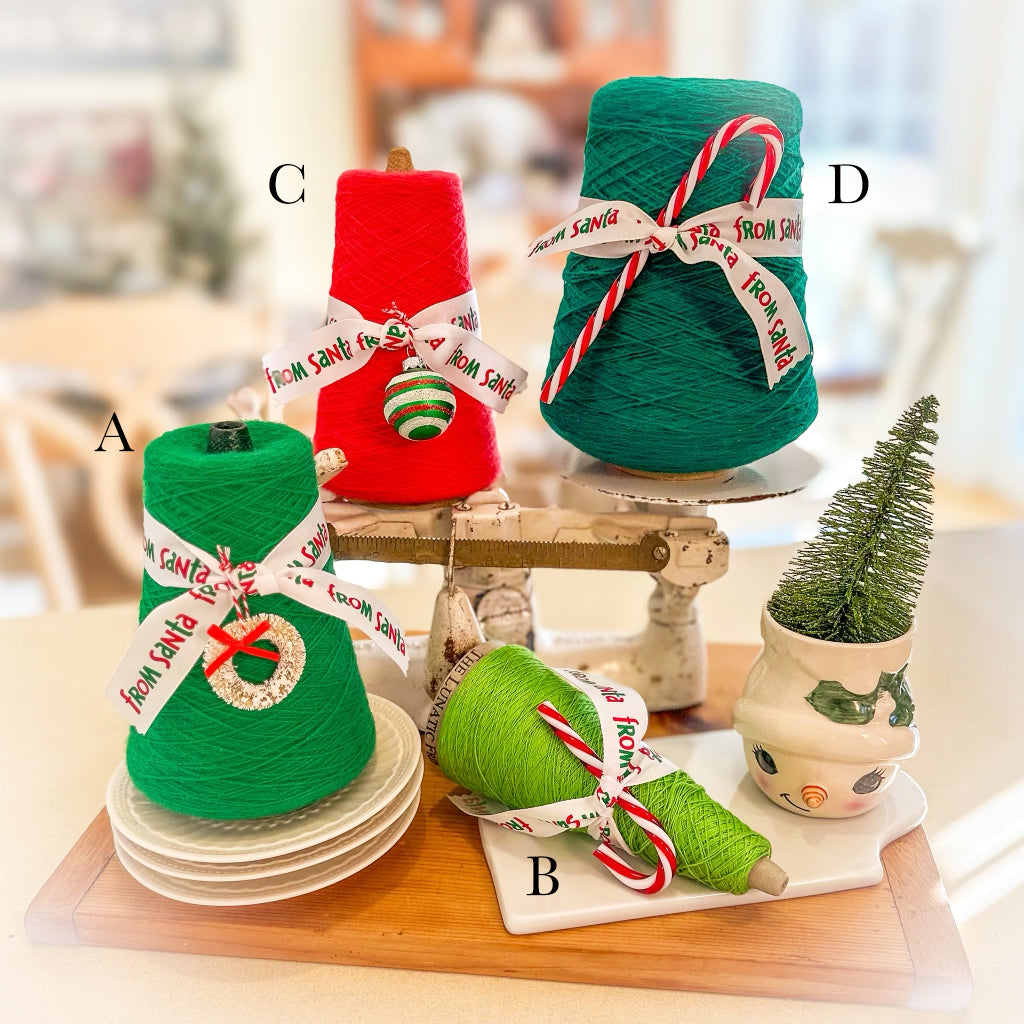 Christmas Wrap- spools of red and green thread – Frog Hollow vintage decor