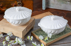 Gladding McBean- 2 covered swirl dishes